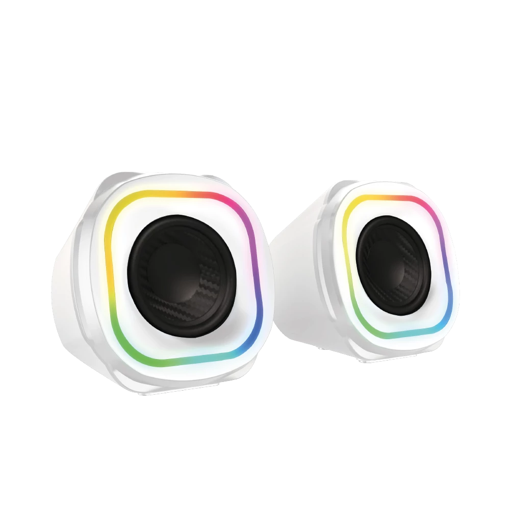 Bocinas Gamer | Glimm Quad BG555 |  Bluetooth + 10 W + 2.0 Ch Iluminación RGB+ 2.0 Canales | Blanco