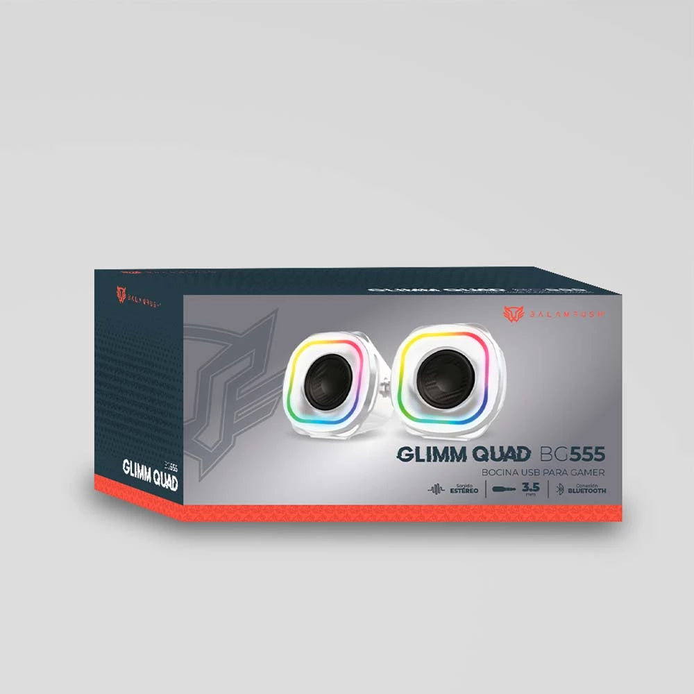Bocinas Gamer | Glimm Quad BG555 |  Bluetooth + 10 W + 2.0 Ch Iluminación RGB+ 2.0 Canales | Blanco