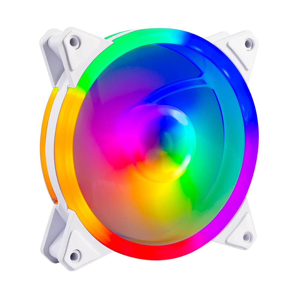 Ventilador para PC | Eolox Blaze EX30W |  120 mm LED  Diseño Circular con borde led  Rainbown  120x120x25mm + 1200 RPM + Hidráulico + 12 V | Blanco