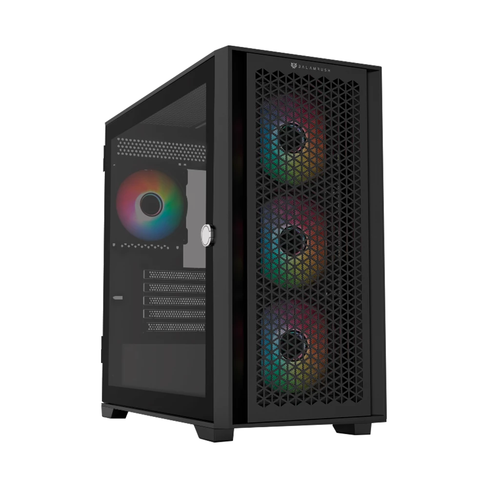 Gabinete Gamer Media Torre | Carbono Twin Mate 8000 | Max MB M-ATX 385 mm | 1x USB 3.0 + 1x USB 2.0 + 1x USB C 3.1 + 4x Fan ARGB | Panel Izq Cristal con Visagras + Frente Intercambiable Cristal- Mesh | Negro