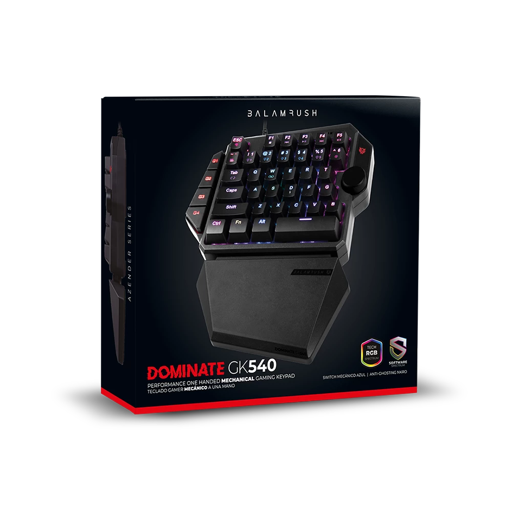 Teclado Alámbrico Mecánico de una Mano | Dominate GK540 | Negro