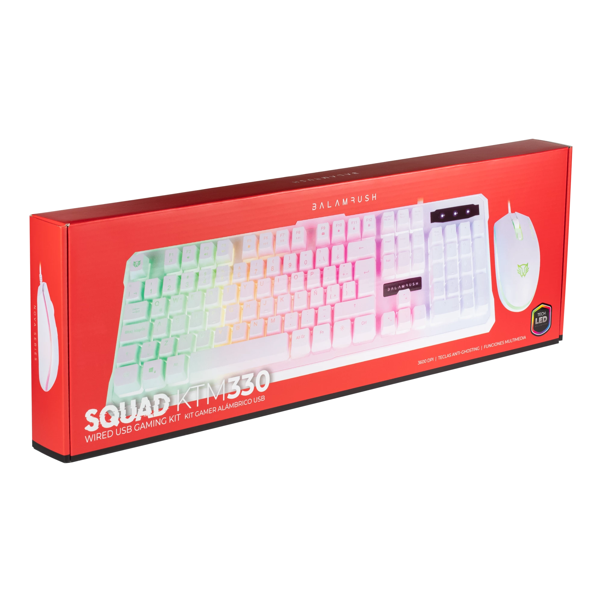 Combo Teclado Led + Mouse | Squad KTM330 | Blanco