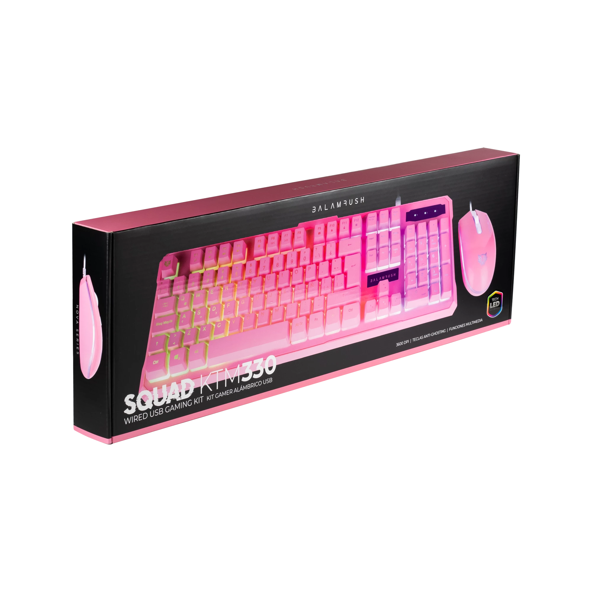 Combo Teclado Led + Mouse | Squad KTM330 | Rosa