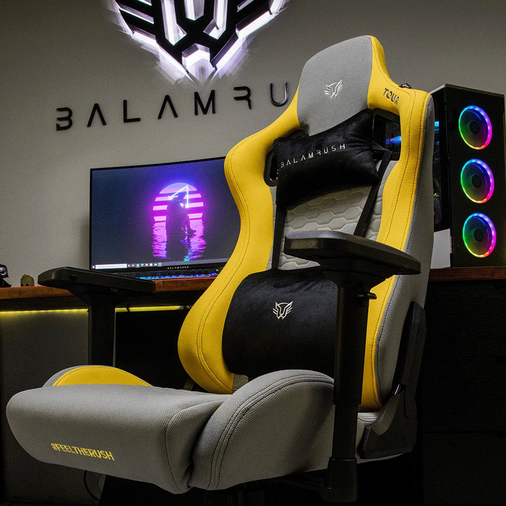 Silla Gamer Ergonómica | Thunder Tour | Gris-Amarillo
