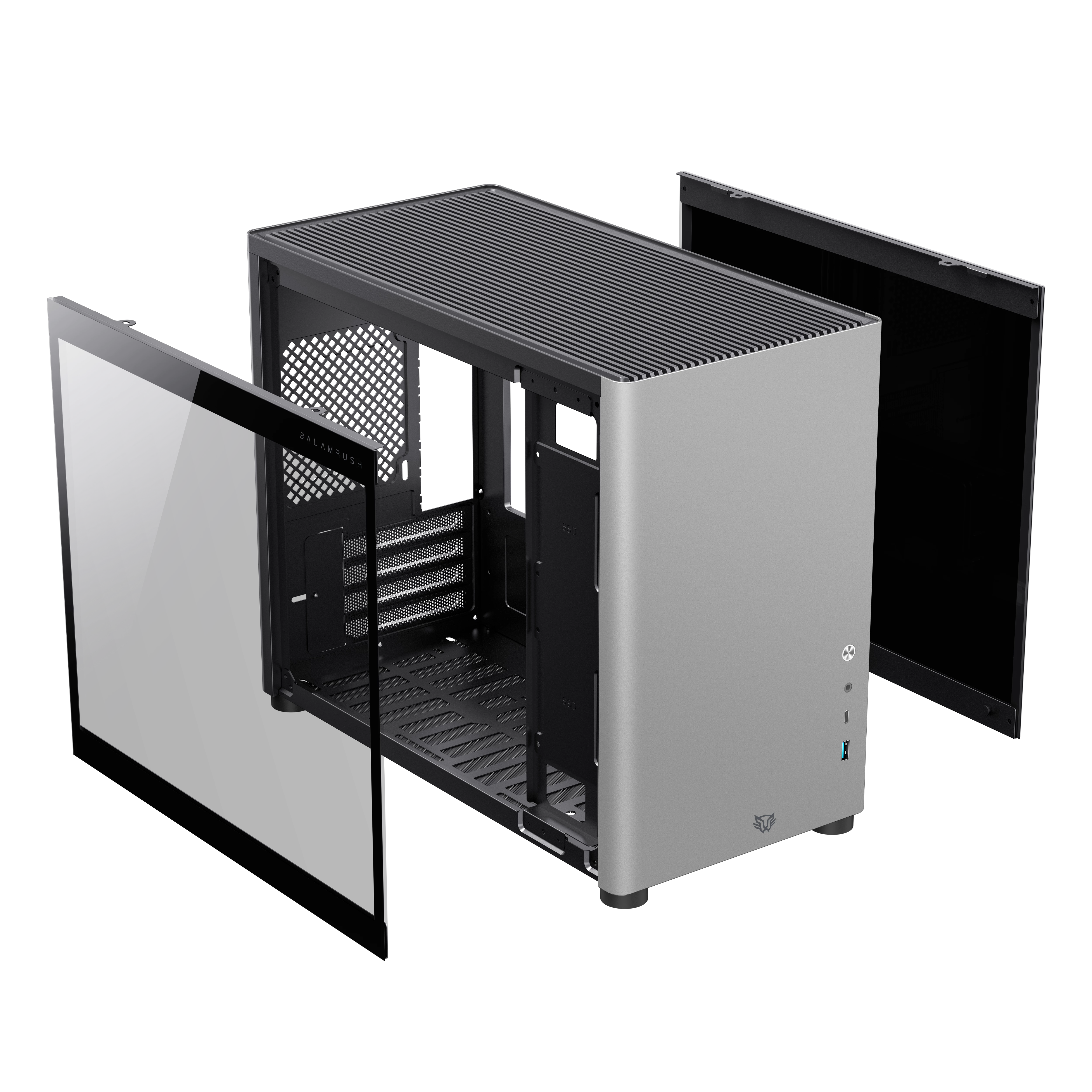 Gabinete Gamer Mini Torre | Eris Special GI985 | Max MB M-ATX Laterales Cristal + Frente Solido + Full Color Box 1xUSB 3.0 + 1x USB TipoC | Gris