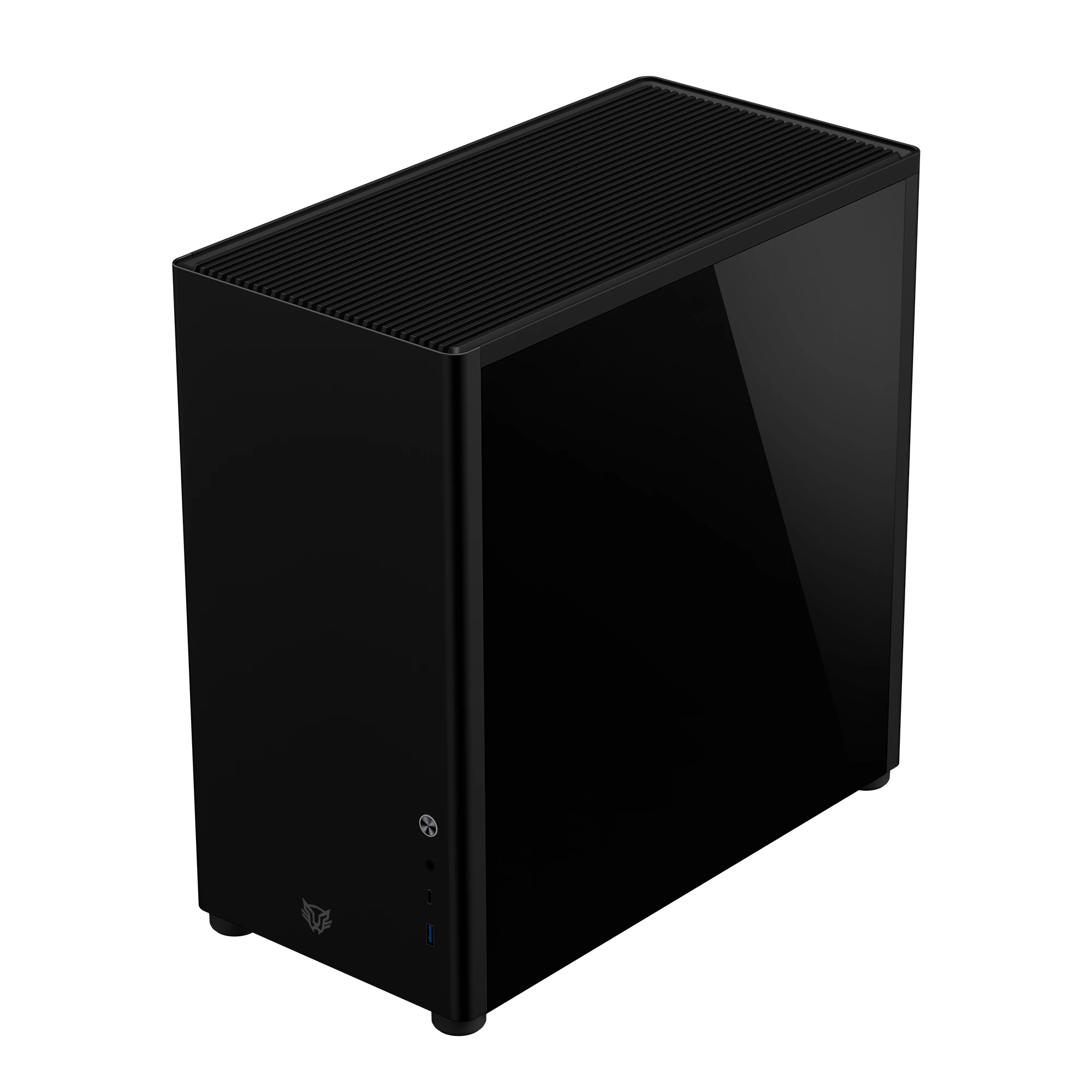 Gabinete Gamer Media Torre | Eris Jet GM985 | Max MB ATX Laterales Cristal + Frente Solido + Full Color Box 1xUSB 3.0 + 1x USB TipoC | Negro