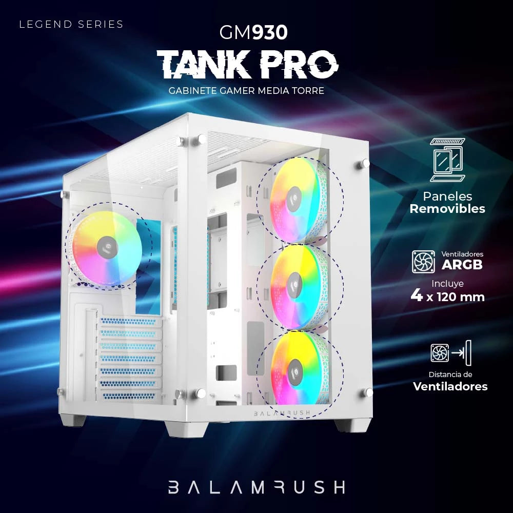Gabinete Gamer Media Torre | Tank Pro GM930 | Max MB ATX | GPU 355 mm