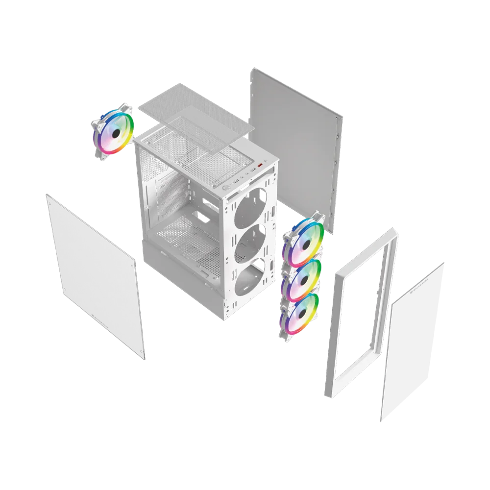 Gabinete Media Torre | Dragonfly Perform Crystal GM590CW | Blanco