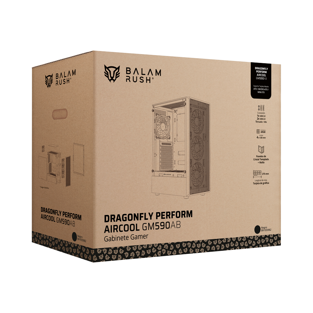 Gabinete Media Torre | Dragonfly II Mesh GM740 | Negro