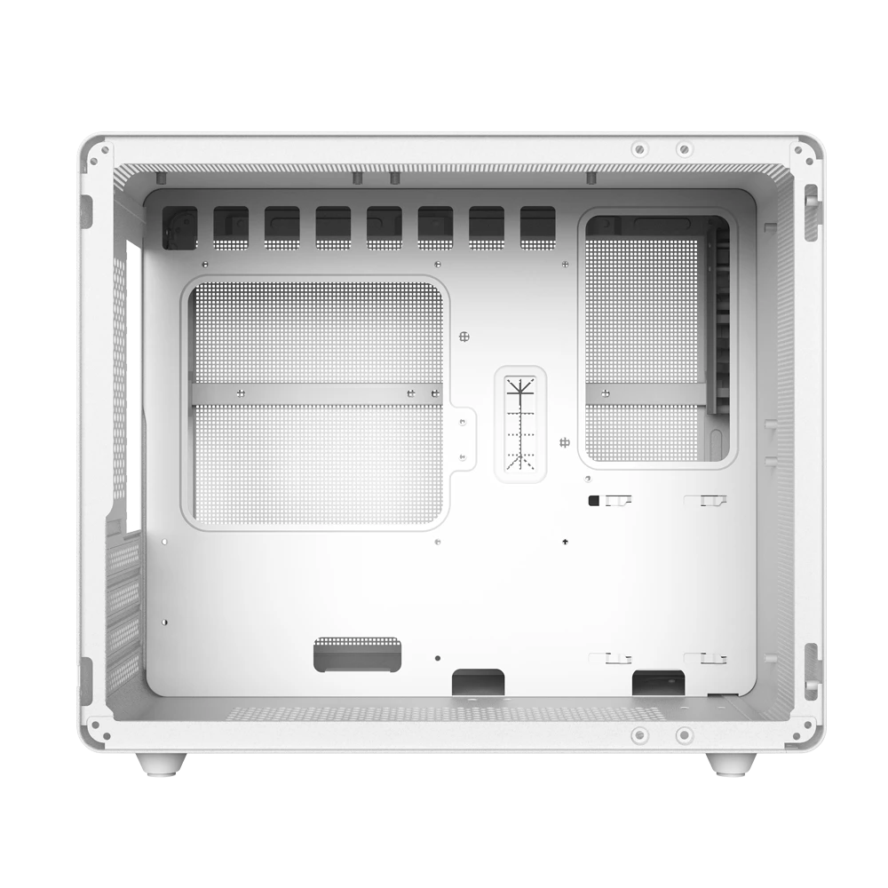 Gabinete Gamer Mini Torre | Tank Mini GI930 | Max MB M-ATX Ultra Wide Panel Izq Cristal + Frente con Malla 1xUSB 3.0 + 1x USB TipoC + 3xFan RGB con HUB | Blanco