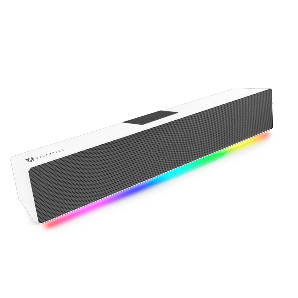 Bocina Gamer | Glimm Bar BG585 | Soundbar + RGB  Bluetooth + Control Digital RGB + 10 W RMS | Blanco