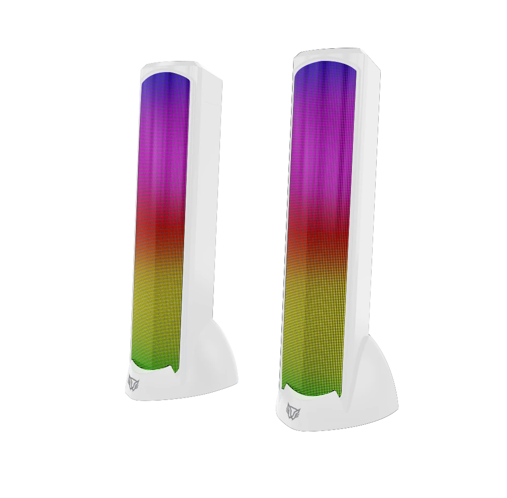 Bocinas Gamer | Glimm Tower BG575 | Bluetooth + 10 W + 2.0 Ch Iluminación RGB+ 2.0 Canales | Blanco