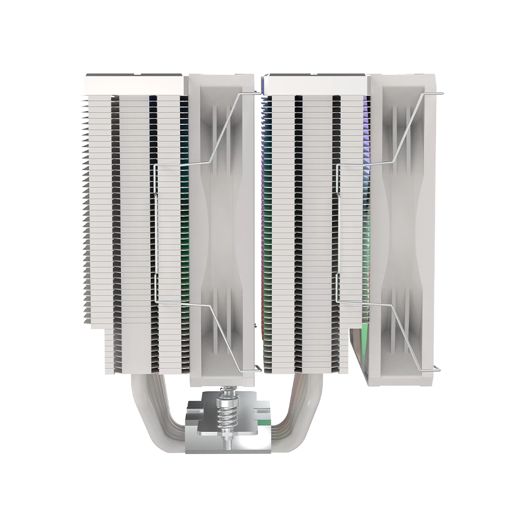Enfriamiento de Aire para CPU |Nitrox NX70 | 6 Tubos de calor de cobre + 2 Vent Silencioso de 120 mm ARGB Torre de Calor en Aluminio | Blanco