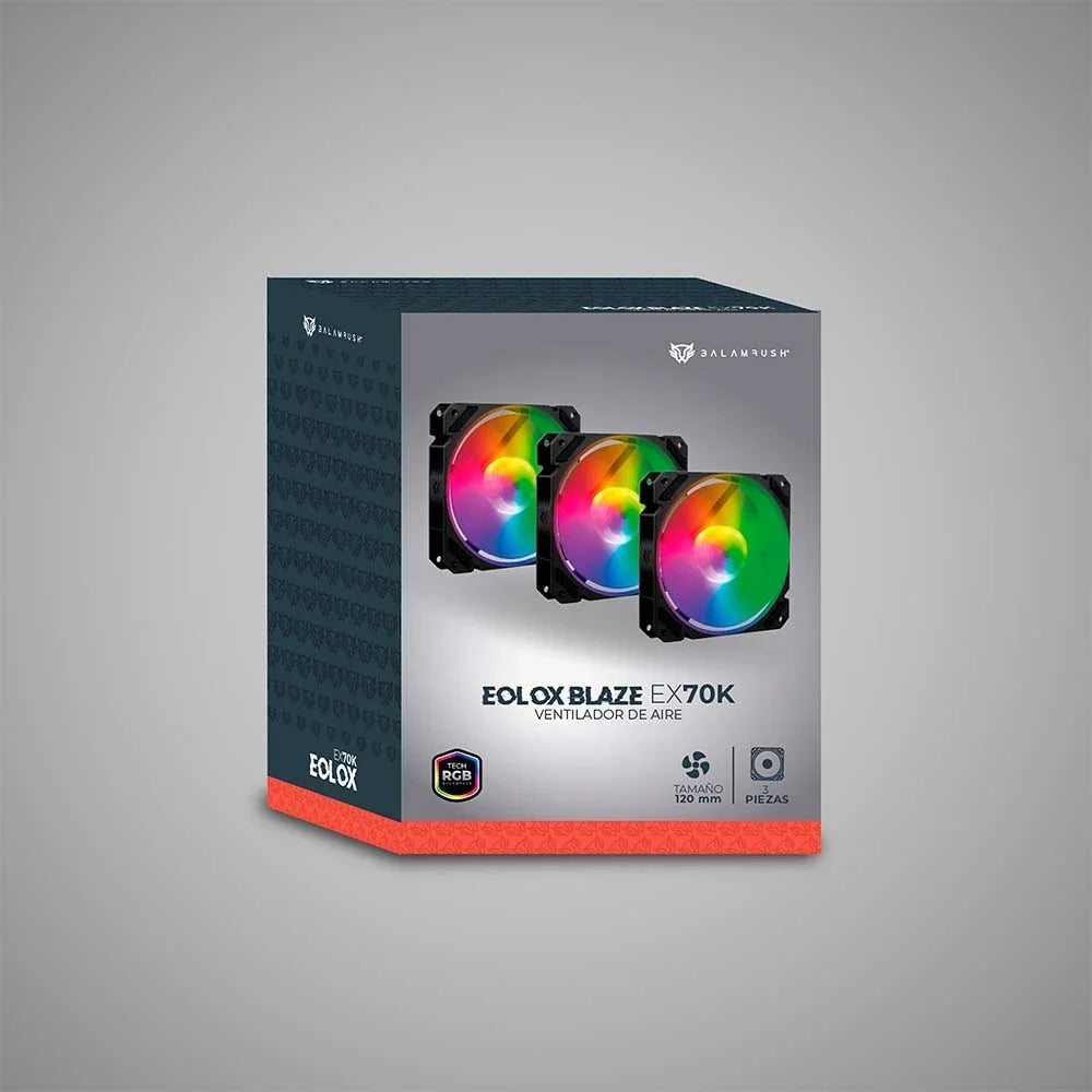 Kit de 3 Ventiladores | Eolox Blaze EX70K | Negro
