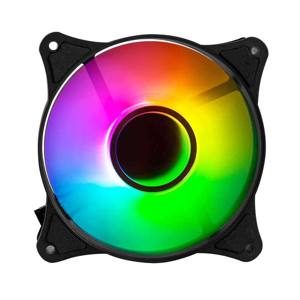 Ventilador para PC |  Eolox Blaze EX90 | 120 mm ARGB  Diseño Circular  Rainbown  120x120x25mm + 1200 RPM + Hidráulico + 12 V | Negro