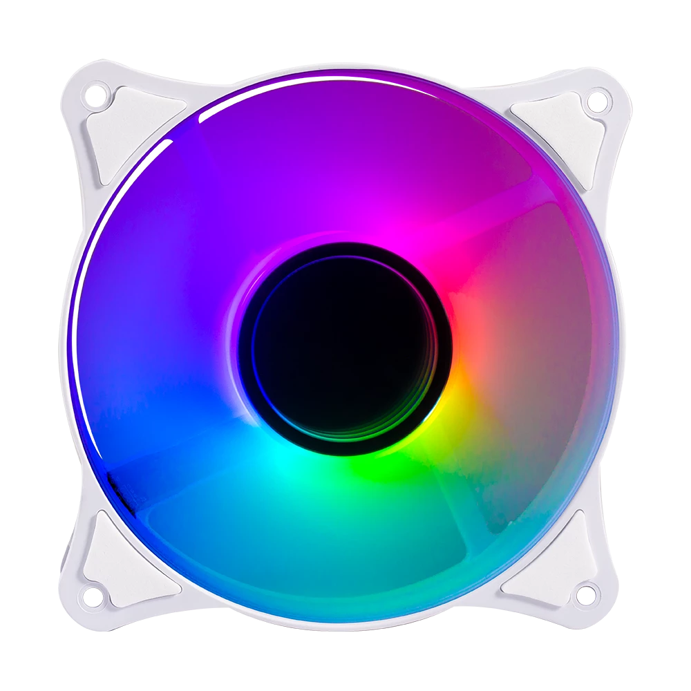 Ventilador para PC |  Eolox Blaze EX90W | 120 mm ARGB  Diseño Circular  Rainbown  120x120x25mm + 1200 RPM + Hidráulico + 12 V | Blanco