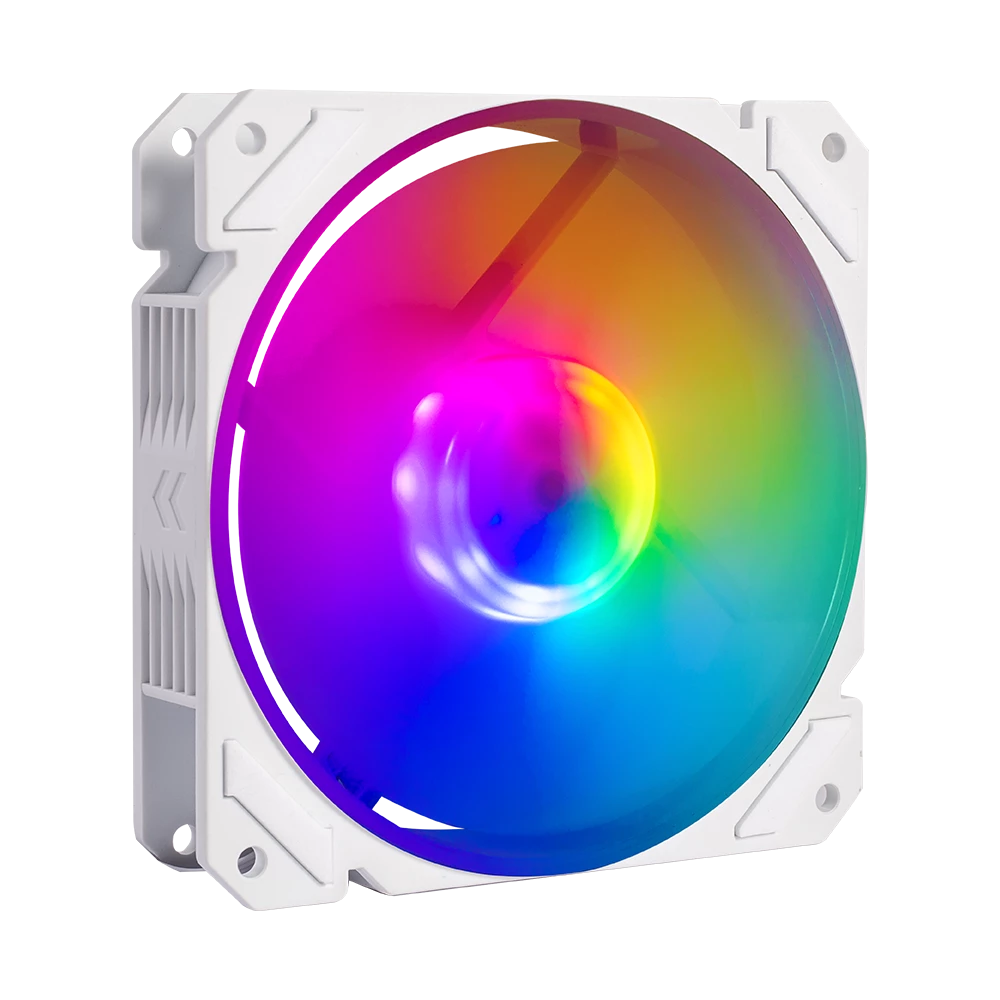 Ventilador para PC | Eolox Blaze EX70W | 120 mm ARGB  Diseño Cuadrado  Rainbown  120x120x25mm + 1200 RPM + Hidráulico + 12 V | Blanco