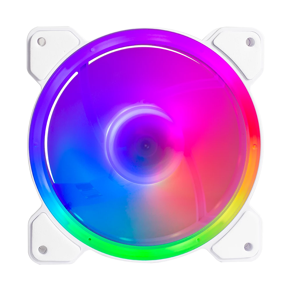 Ventilador para PC | Eolox Blaze EX50W | 120 mm ARGB  Diseño Circular con borde led  Rainbown  120x120x25mm + 1200 RPM + Hidráulico + 12 V | Blanco