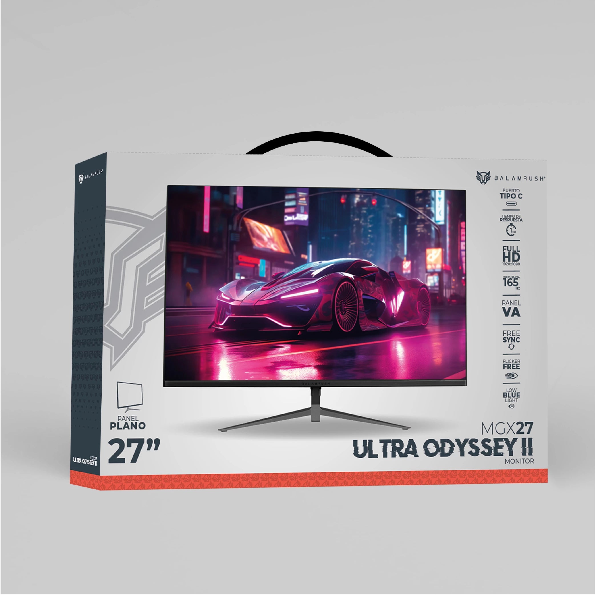 Monitor Gamer Plano 27" Ultra Odyssey II MGX27 VA + 165Hz + 1ms + Full HD 1080p/HDMI + DP + TYPE-C 15W + 3.5mm + VESA 100 x 100 mm/Negro