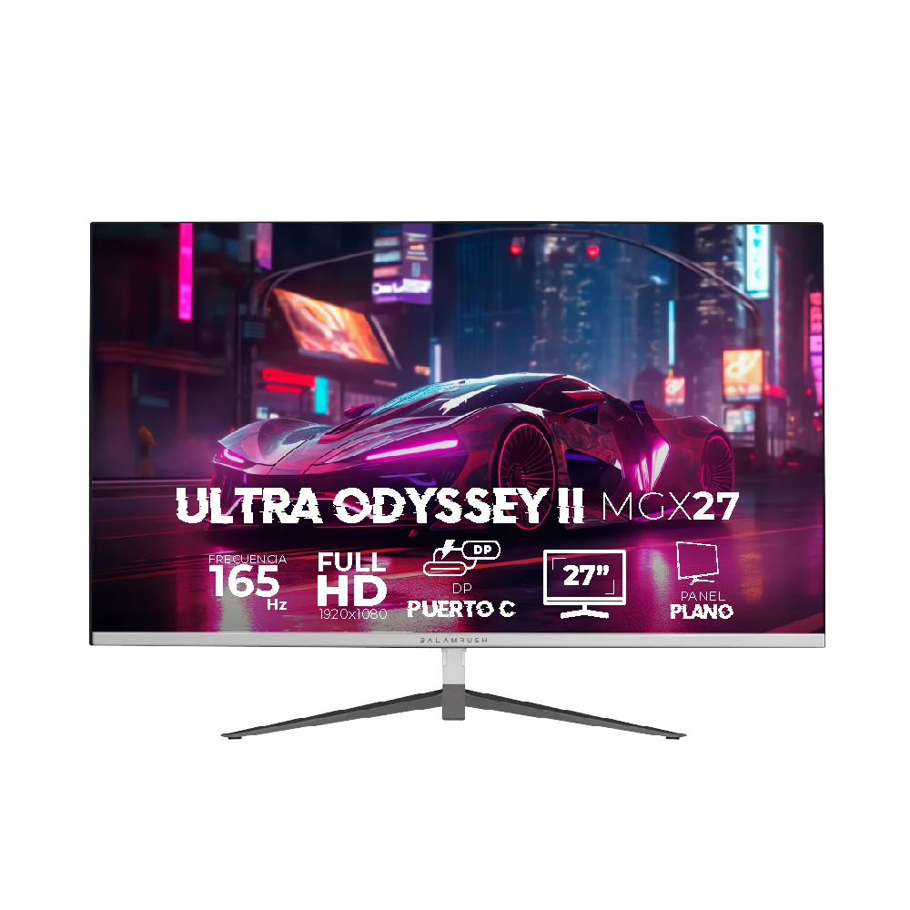 Monitor Gamer Plano 27" Ultra Odyssey II MGX27 VA + 165Hz + 1ms + Full HD 1080p/HDMI + DP + TYPE-C 15W + 3.5mm + VESA 100 x 100 mm/Blanco