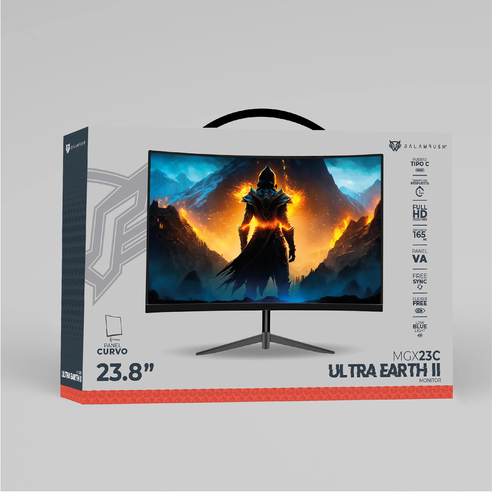 Monitor Gamer Curvo 23.8" Ultra Earth II MGX23C VA + 165Hz + 1ms + Full HD 1080p/HDMI + DP + TYPE-C 15W + 3.5mm + VESA 100 x 100 mm/Negro