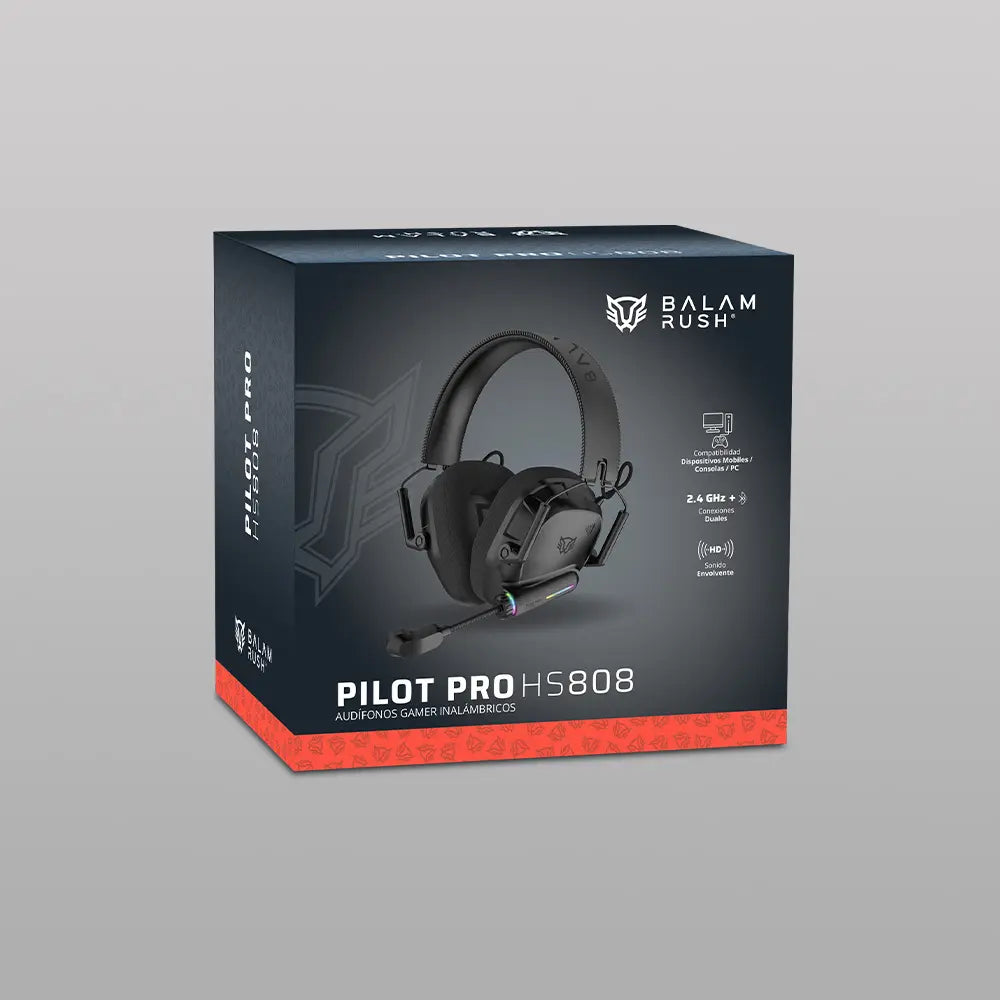 Audífonos Gamer Inalámbricos | Pilot Pro HS808 | Negro
