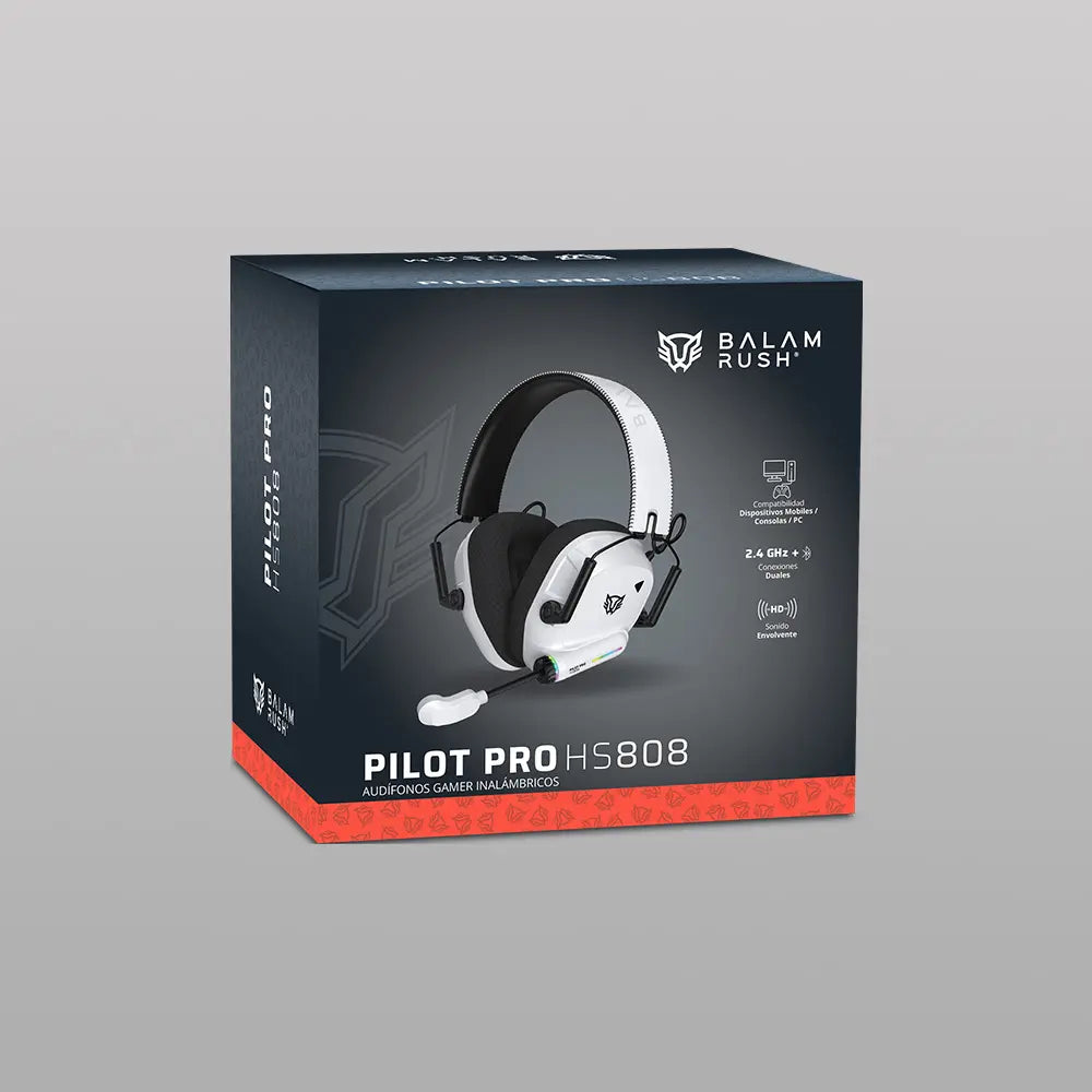Audífonos Gamer Inalámbricos | Pilot Pro HS808 | Blanco