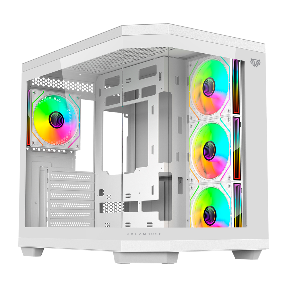 Gabinete Gamer Media Torre | Tank Master 9600 TB Max MB ATX Ultra Wide + Sin Bordes | 1xUSB C 3.1 + 1xUSB 3.0 + 1x USB 2.0 + Audio+ 4xFan ARGB | Blanco