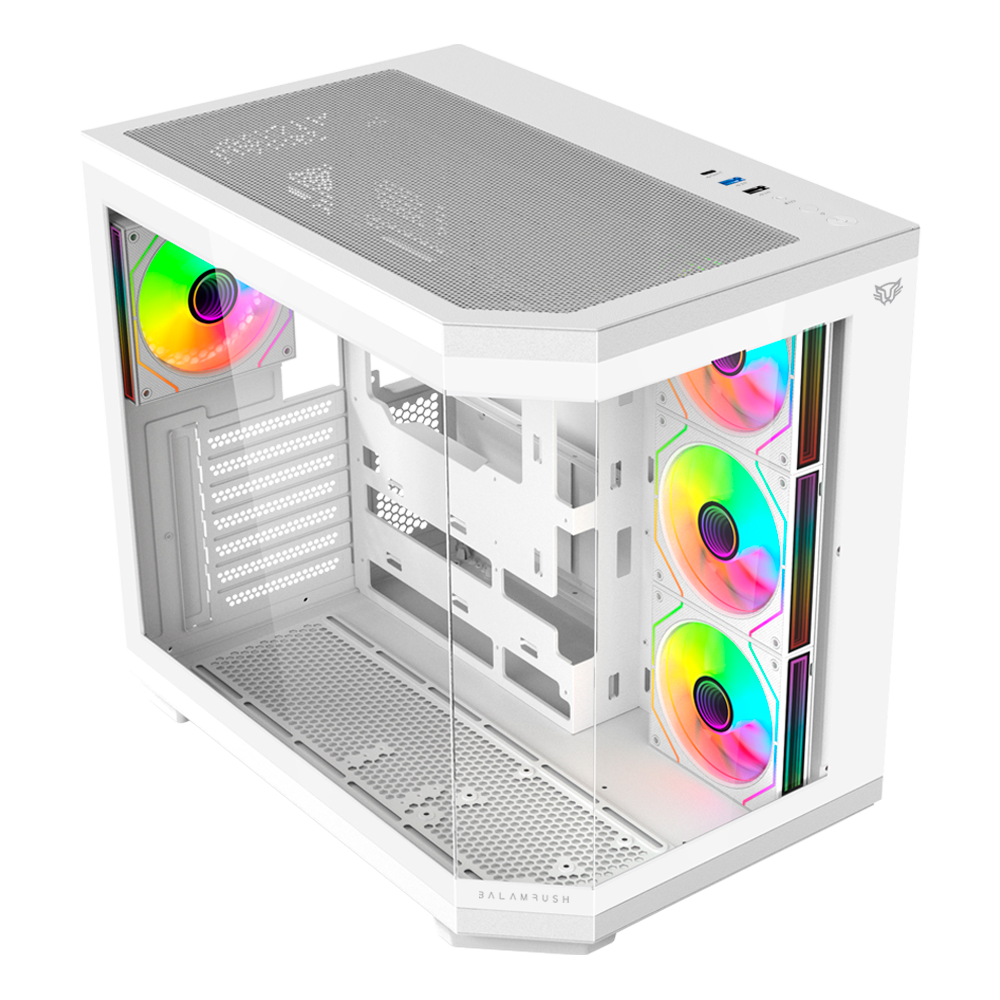 Gabinete Gamer Media Torre | Tank Master 9600 TB Max MB ATX Ultra Wide + Sin Bordes | 1xUSB C 3.1 + 1xUSB 3.0 + 1x USB 2.0 + Audio+ 4xFan ARGB | Blanco