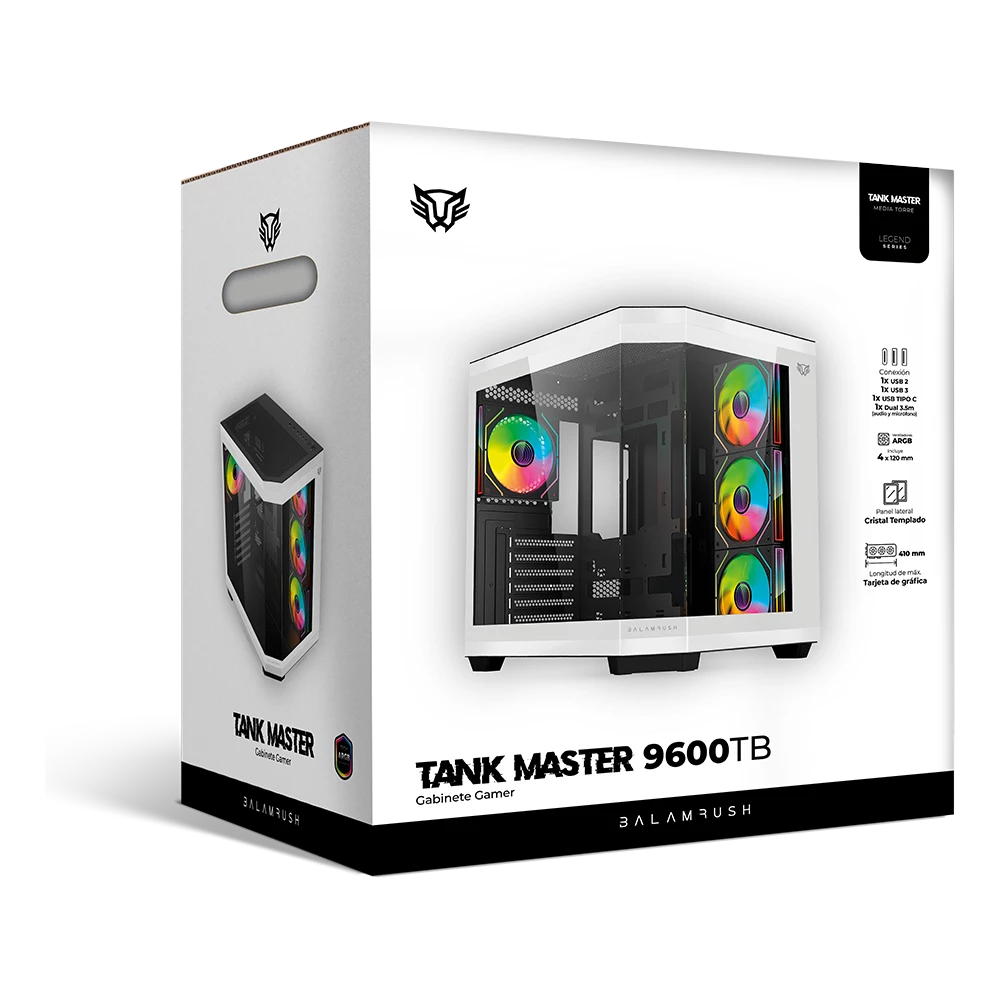 Gabinete Media Torre | Tank Master 9600 TB | Blanco y Negro