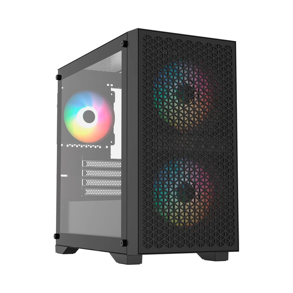 GABINETE GAMER BALAM RUSH CARBONO AIRCOOL 4000A / MINI TORRE / MINI ITX MICRO ATX / PANELES REMOVIBLES CRISTAL TEMPLADO MALLA / VENTILADORES ARGB / SOPORTE ENFRIAMIENTO LIQUIDO / NEGRO / BR-938853 BR-938853 - BALAM RUSH