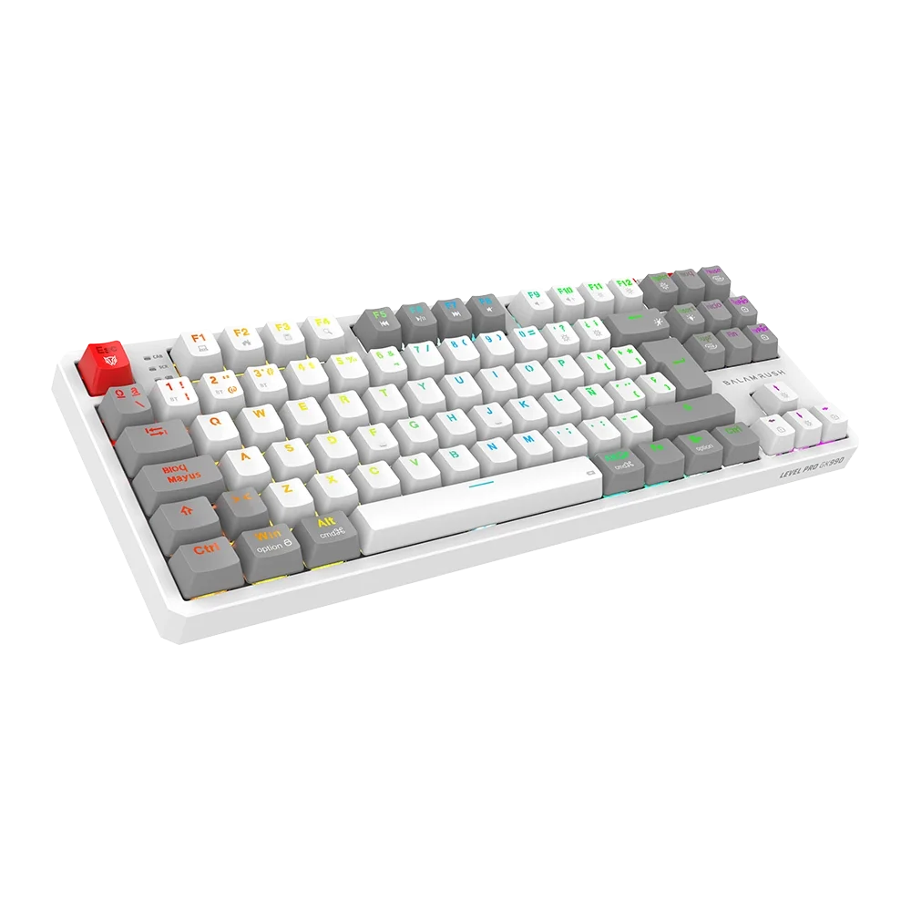 Teclado Multidispositivo Mecánico | Level Pro GK990 | Blanco-Gris