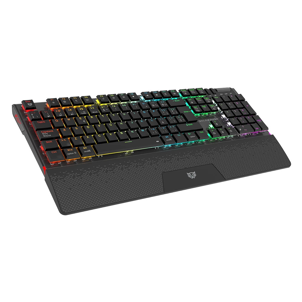 Teclado Gamer Mecánico Multidispositivo | Dominate Expert GK979I | 2.4 MHz  2 modos Bluetooth | 100%  Estructura Aluminio Premium  Perilla y Botones Multimedia | Switch Rojo Intercambiables  RGB Dinámico | Recargable | Legend | Negro