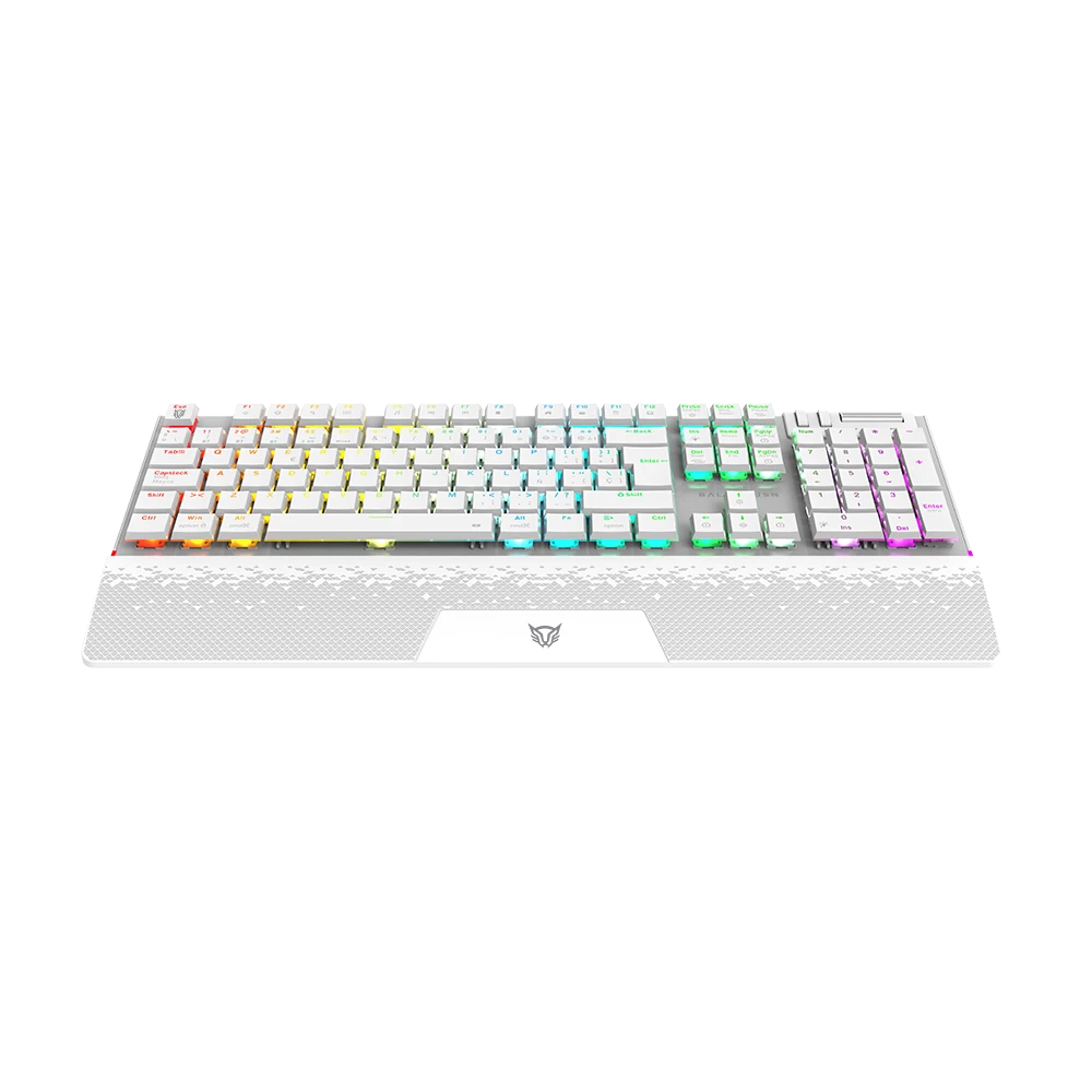 Teclado Gamer Mecánico Multidispositivo | Dominate Expert GK979I | 2.4 MHz  2 modos Bluetooth | 100%  Estructura Aluminio Premium  Perilla y Botones Multimedia | Switch Rojo Intercambiables  RGB Dinámico | Recargable | Legend | Blanco