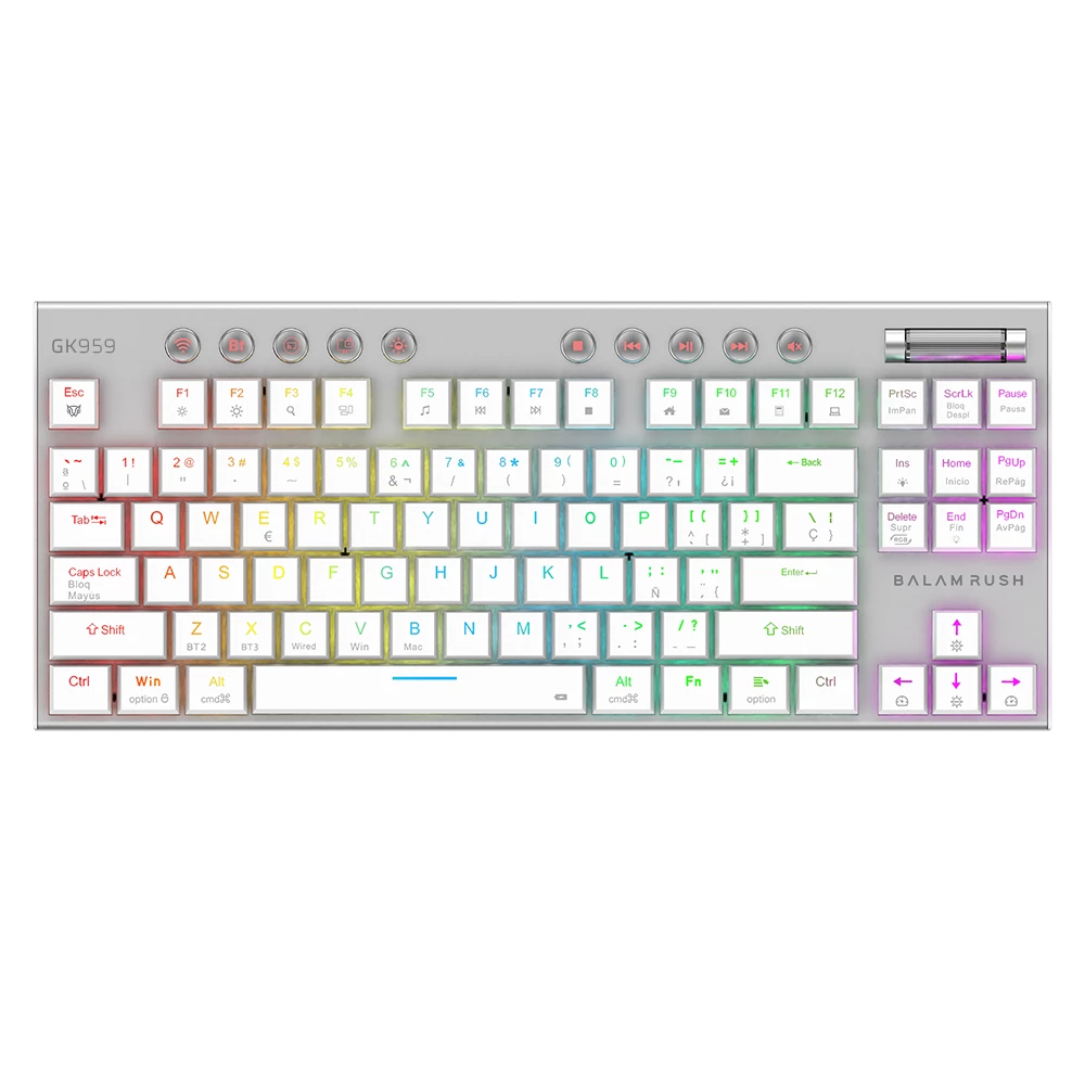 Teclado BalamRush Dominate Expert GK959 / Mecánico / TKL / Inalámbrico / Multidispositivo / RGB / BR-940412