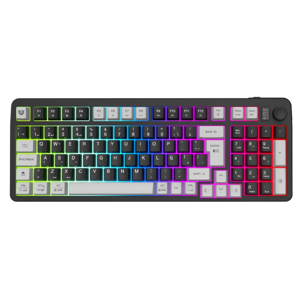 Combo Gamer 2 en 1 Inalámbrico | Squad Conquest Pro KG525 | Teclado + Mouse | 2.4 MHz + 2 modos Bluetooth + USB C | Mouse Óptico + 7200 DPI + Teclado 85% + Diseño Compacto + Teclas de membrana + RGB | Recargable | Azender | Negro