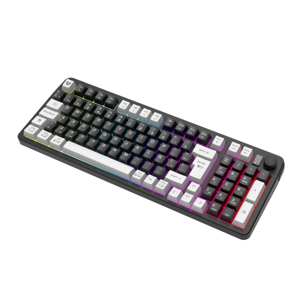 Combo Gamer 2 en 1 Inalámbrico | Squad Conquest Pro KG525 | Teclado + Mouse | 2.4 MHz + 2 modos Bluetooth + USB C | Mouse Óptico + 7200 DPI + Teclado 85% + Diseño Compacto + Teclas de membrana + RGB | Recargable | Azender | Negro