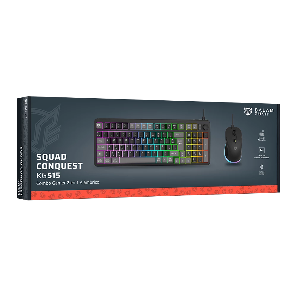 Combo Teclado + Mouse Alámbrico | Squad Conquest KG515 | Negro