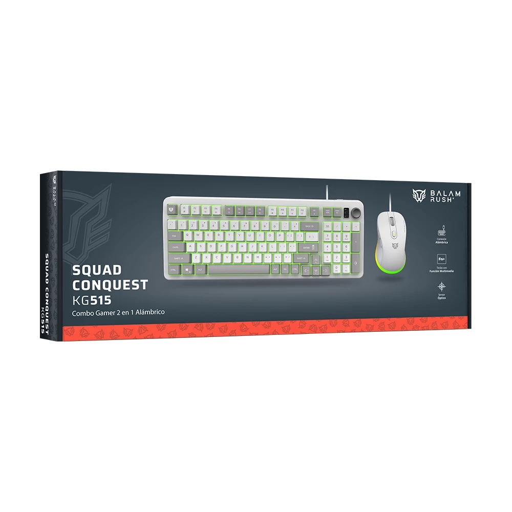 Combo Teclado + Mouse Alámbrico | Squad Conquest KG515 | Blanco