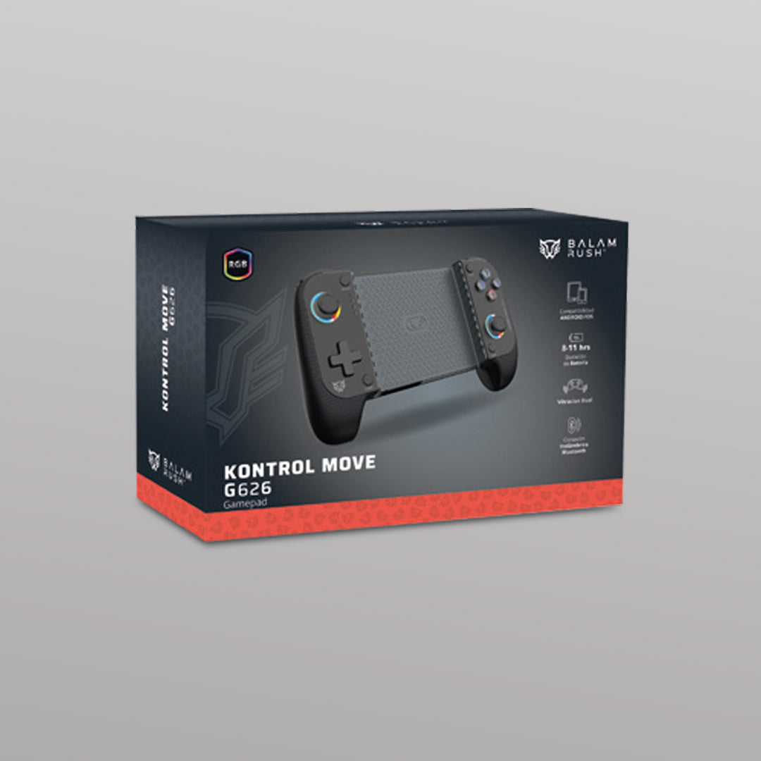 Gamepad para Móvil Inalámbrico | Kontrol Move G626 | BT 5.0 | Compatible con Android + IOS + Botones Mecánicos + Gatillos Sensibles + Funciones Turbo + RGB | Recargable | Legend | Negro