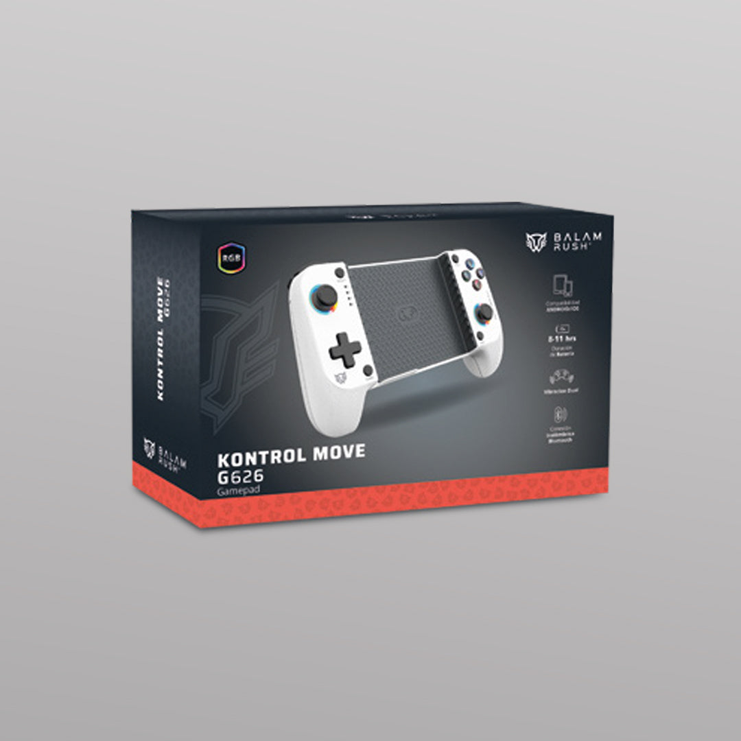 Gamepad para Móvil Inalámbrico | Kontrol Move G626 | BT 5.0 | Compatible con Android + IOS + Botones Mecánicos + Gatillos Sensibles + Funciones Turbo + RGB | Recargable | Legend | Blanco