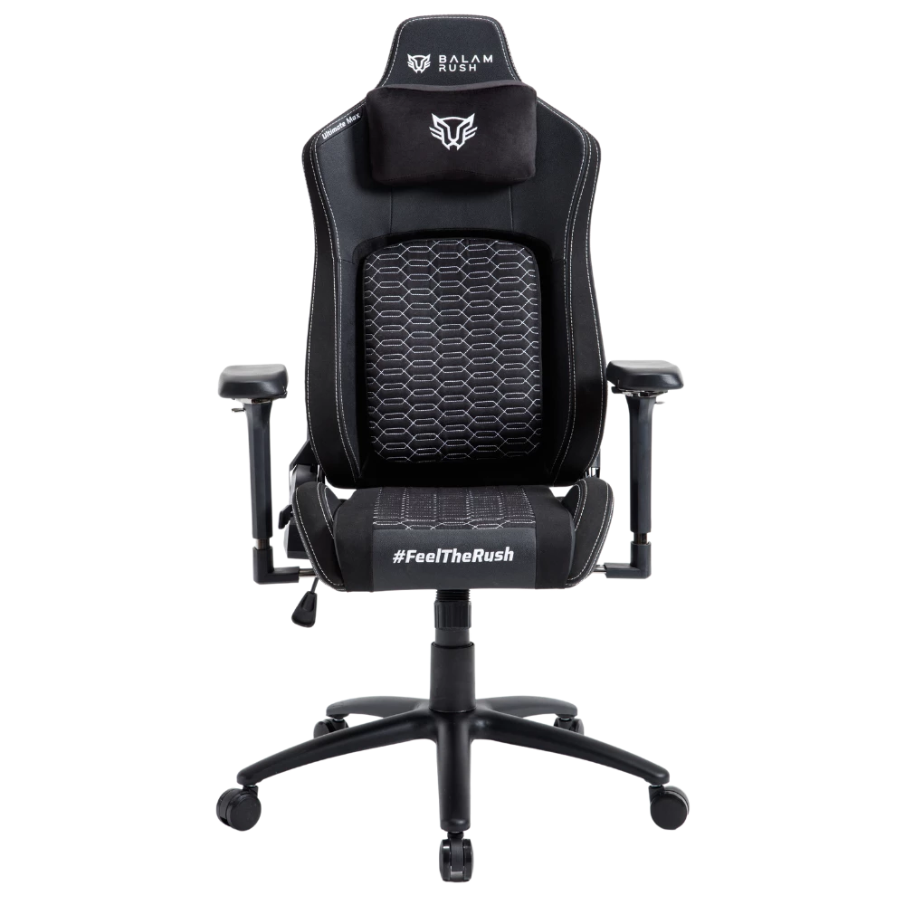 Silla Gamer | Ultimate Max U3 | PU+ Alcántara+ Espuma Moldeada | Pistón Clase 4 + Soporta hasta 150 Kg + Mecanismo Mariposa + Inclinación 135° + Tamaño M | Reposabrazos 4D + Cojín Lumbar + Cojín Cervical | Legend | Negro