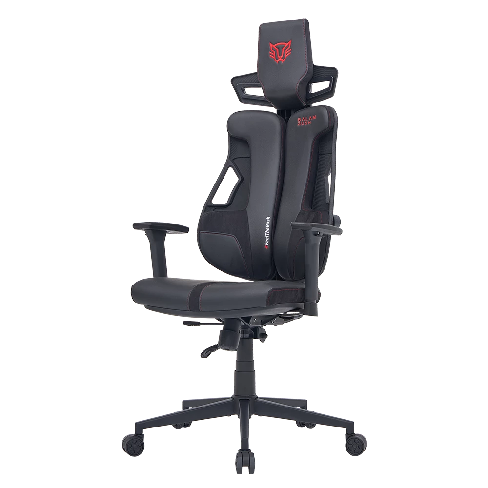 Silla Gamer | Bolt Rush PA | PVC + Tela + Espuma moldeada + Nylon | Pistón Clase 4 + Soporta hasta 150 kg + Mecanismo Mecánico + Inclinación 135° | Reposabrazos 3D | Legend | Negro