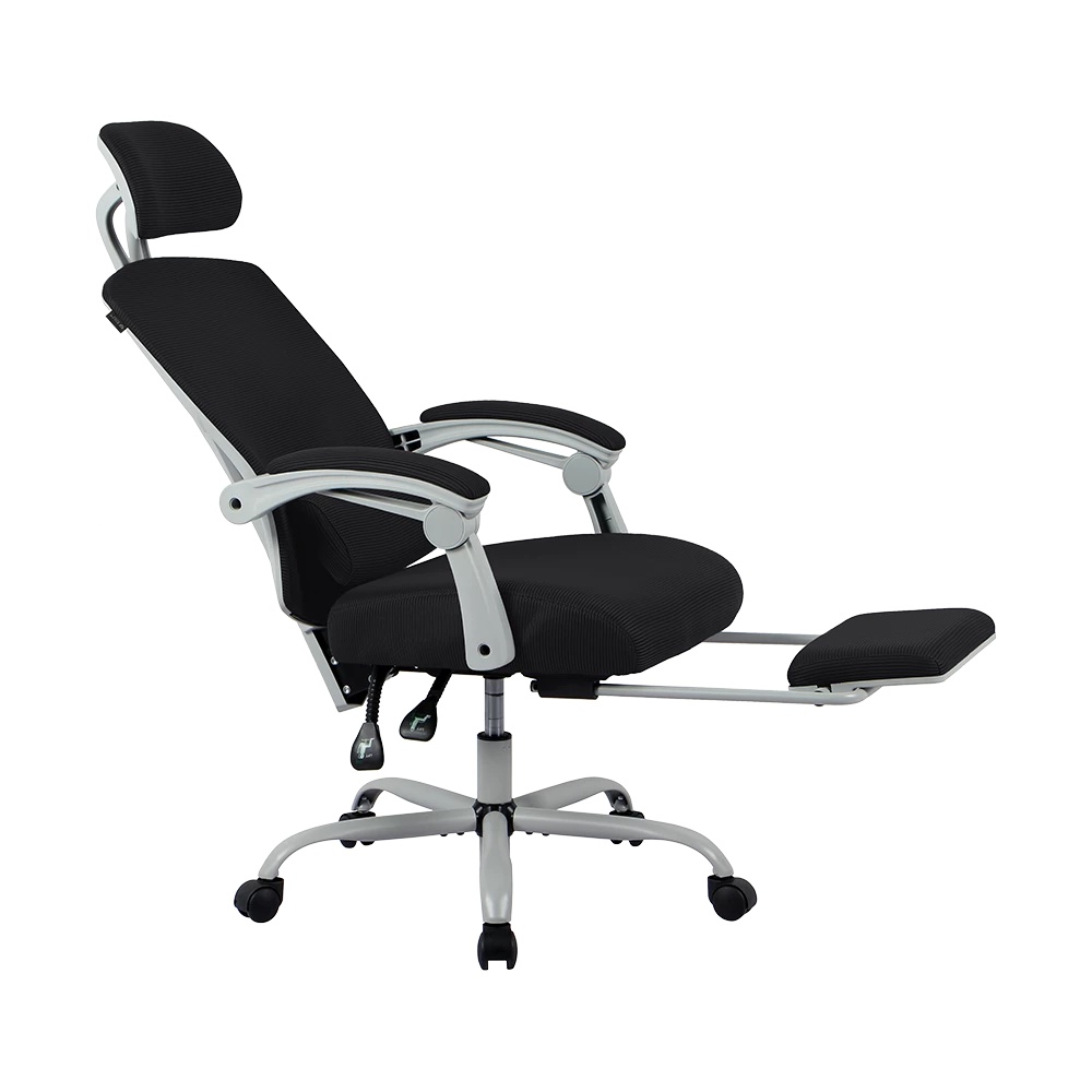 Silla Gamer | Bolt Nou W | Malla + Espuma + Nylon | Pistón Clase 3 + Soporta hasta 130 kg + Mecanismo Mecánico + Inclinación 140° | Reposabrazos Fijos + Reposa Pies + Cojín Lumbar | Azender | Blanco