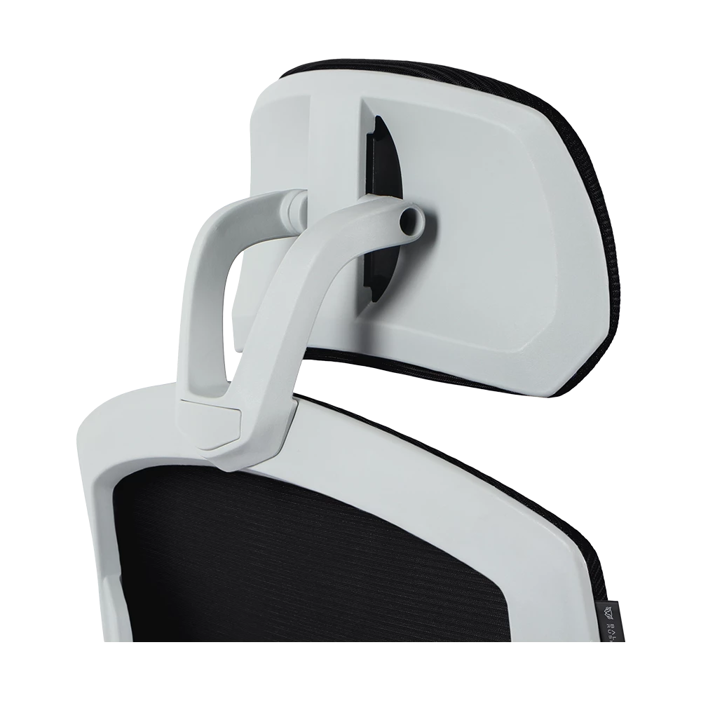 Silla Gamer | Bolt Nou W | Malla + Espuma + Nylon | Pistón Clase 3 + Soporta hasta 130 kg + Mecanismo Mecánico + Inclinación 140° | Reposabrazos Fijos + Reposa Pies + Cojín Lumbar | Azender | Blanco