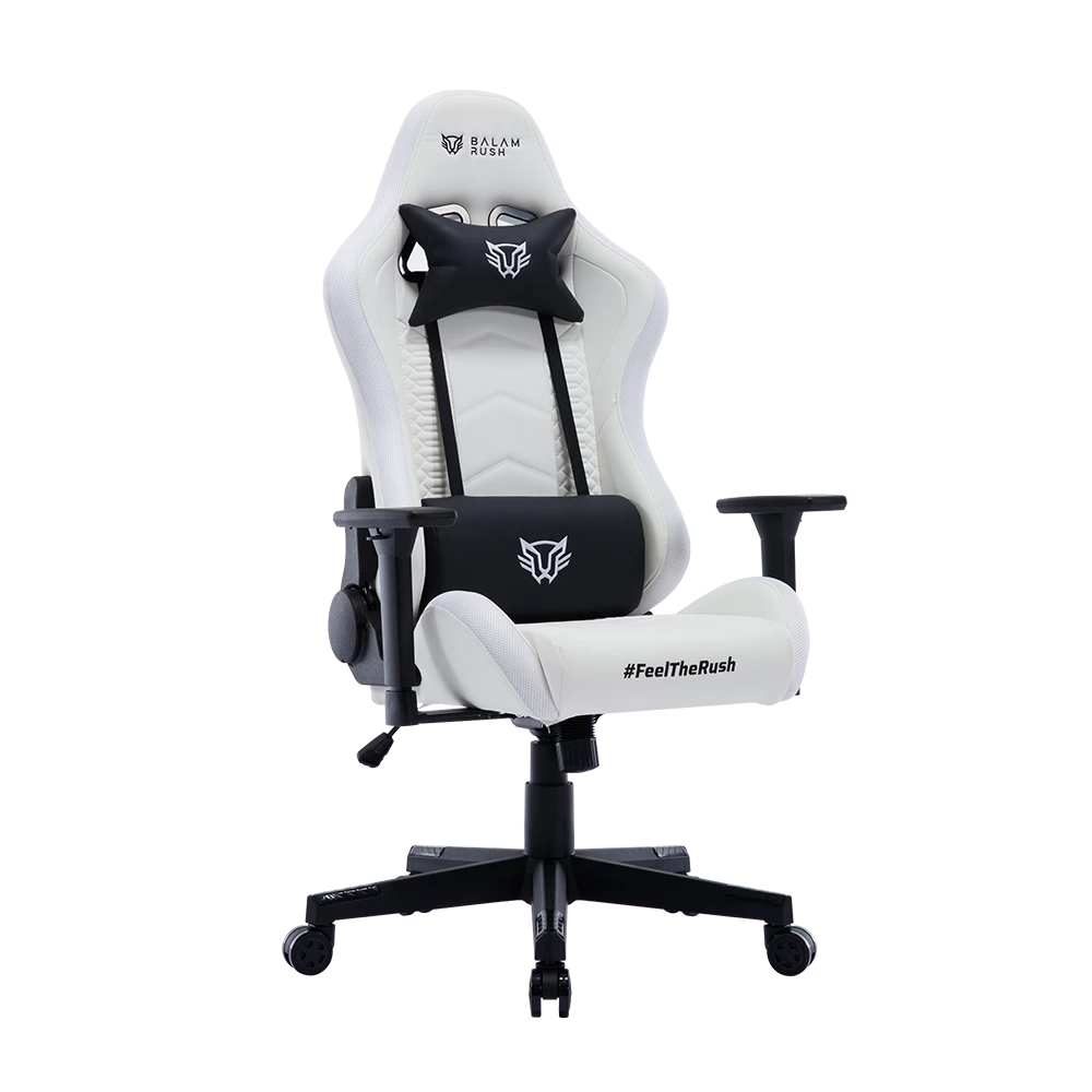 Silla Gamer | Lightning Rush V2 | PVC + PU + Espuma Moldeada + Nylon | Pistón Clase 4 + Soporta hasta 150 Kg + Mecanismo Mariposa + Inclinación 135° + Iluminación RGB | Reposabrazos 4D + Cojín Lumbar + Cojín Cervical | Azender | Perla