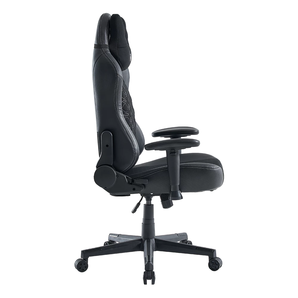 Silla Gamer | Thunder Euphoria V1 | PU + Tela + Espuma moldeada + Nylon | Pistón Clase 4 + Soporta hasta 150 kg + Mecanismo Mariposa + Inclinación 180° / Reposabrazos 2D + Cojín Cervical | Azender | Negro