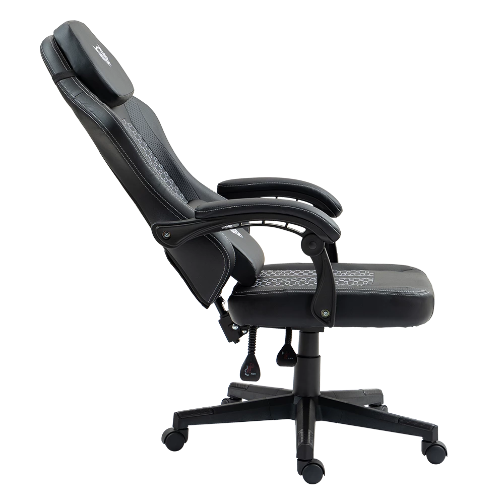 Silla Gamer | Force Max Z3 | PVC + Algodón + Nylon | Pistón Clase 3 + Soporte hasta 130 kg + Mecanismo Mecánico + Inclinación 135° | Reposabrazos Fijos + Cojín Lumbar + Cojín Cervical | Nova | Negro