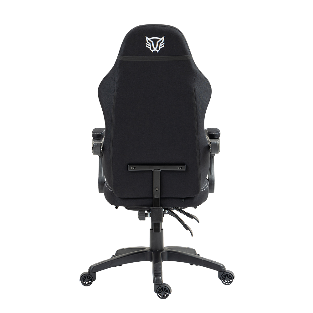 Silla Gamer | Force Plus Z1 | Tela + PVC + Algodón + Nylon | Pistón Clase 2 + Soporte hasta 120 kg + Mecanismo Mecánico + Inclinación 135° | Reposabrazos Fijos + Reposa Pies + Cojín Lumbar + Cojín Cervical | Nova | Negro