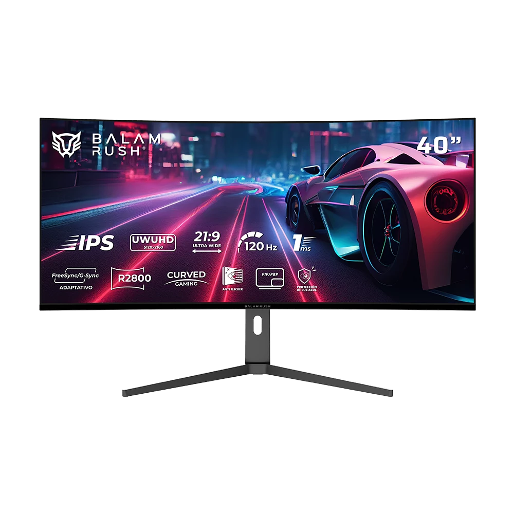 Monitor Curvo 40" IPS 4K R2800 | Exorvit Earth MZX40C | Negro